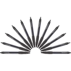 Paper Mate® Retractable Gel Pens, Medium Point, 0.7 mm, Black Barrel, Black Ink, Pack Of 12
