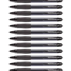 Paper Mate® Retractable Gel Pens, Medium Point, 0.7 mm, Black Barrel, Black Ink, Pack Of 12