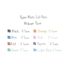 Paper Mate® Retractable Gel Pens, Medium Point, 0.7 mm, Black Barrel, Black Ink, Pack Of 12