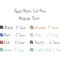 Paper Mate® Retractable Gel Pens, Medium Point, 0.7 mm, Black Barrel, Black Ink, Pack Of 12