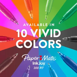 Paper Mate® 300RT Effortless Glide Ballpoint Pens, Medium Point, 1.0 mm, Transparent Barrels, Black Ink, 8 Count