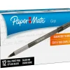 Paper Mate® Write Bros.® Grip Ballpoint Stick Pens, Medium Point, 1.0 mm, Black Barrel, Black Ink, Pack Of 12