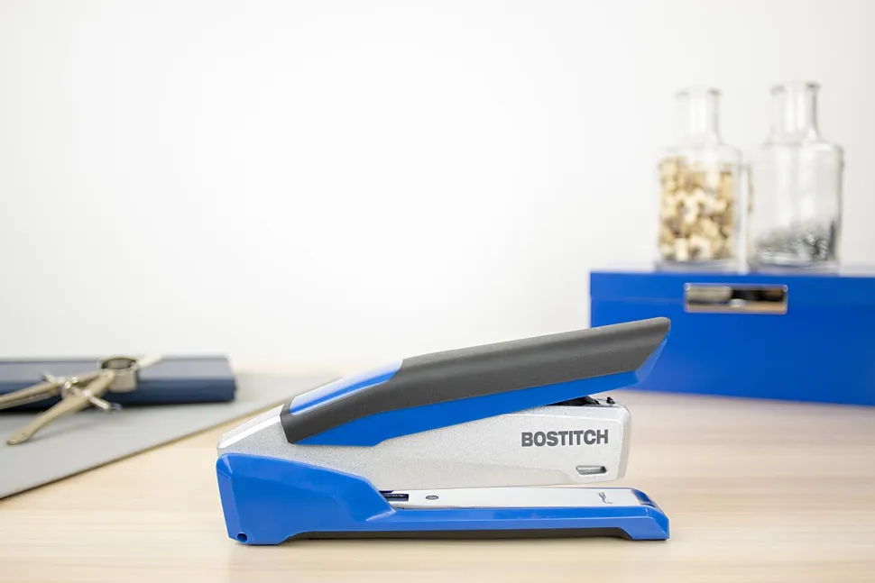 PaperPro InPower™ Premium Desktop Stapler With Antimicrobial Protection, 28-Sheet Capacity, Blue