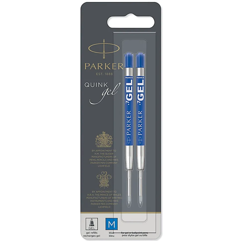 Parker® Gel-Ink Refills, Medium Point, 0.7 mm, Blue, Pack Of 2 Refills