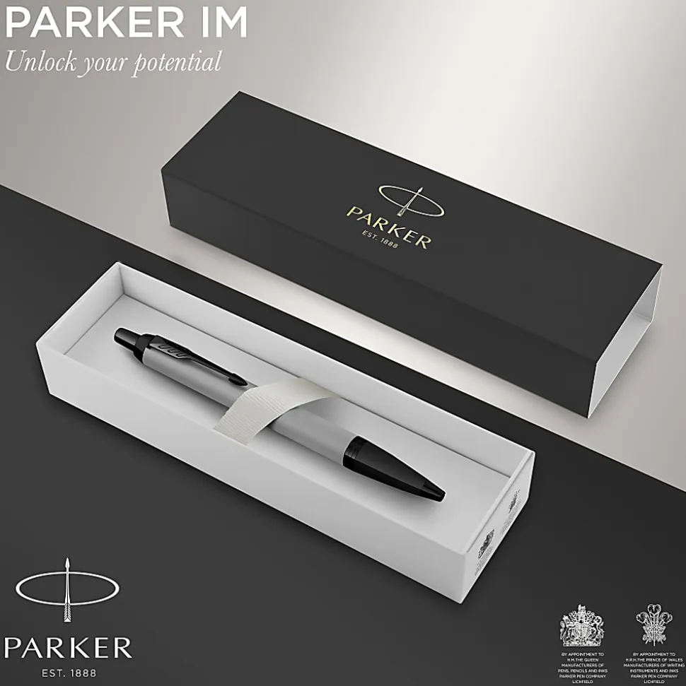 Parker® IM Ballpoint Pen, Medium Point, 0.7 mm, Matte Gray/Black Barrel, Blue Ink