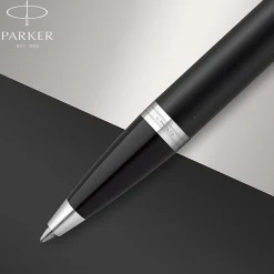 Parker® IM Ballpoint Pen, Medium Point, 0.7 mm, Matte Black/Chrome Barrel, Blue Ink