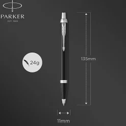 Parker® IM Ballpoint Pen, Medium Point, 0.7 mm, Matte Black/Chrome Barrel, Blue Ink