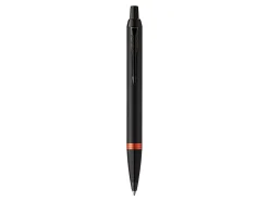 Parker IM Ballpoint Pen, Medium Point, 0.7 mm, Satin Black/Flame Orange Barrel, Blue Ink