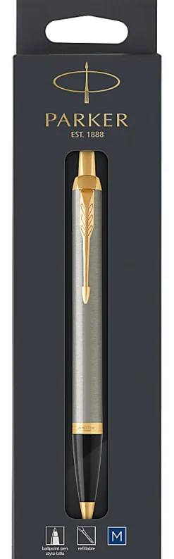 ParkerĀ® IM Ballpoint Pen, Medium Point, 1.0 mm, Black/Gold Barrel, Blue Ink
