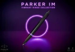 Parker® IM Ballpoint Pen, Medium Point, 0.7 mm, Satin Black/Amethyst Purple Barrel, Blue Ink
