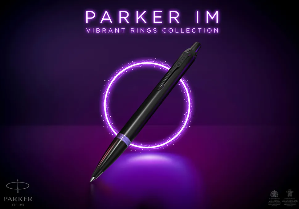 Parker® IM Ballpoint Pen, Medium Point, 0.7 mm, Satin Black/Amethyst Purple Barrel, Blue Ink