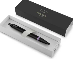 Parker® IM Ballpoint Pen, Medium Point, 0.7 mm, Satin Black/Amethyst Purple Barrel, Blue Ink
