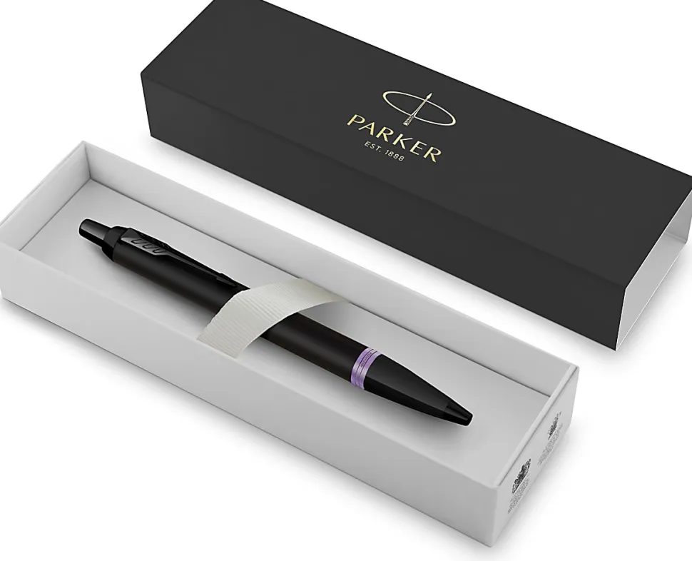 Parker® IM Ballpoint Pen, Medium Point, 0.7 mm, Satin Black/Amethyst Purple Barrel, Blue Ink