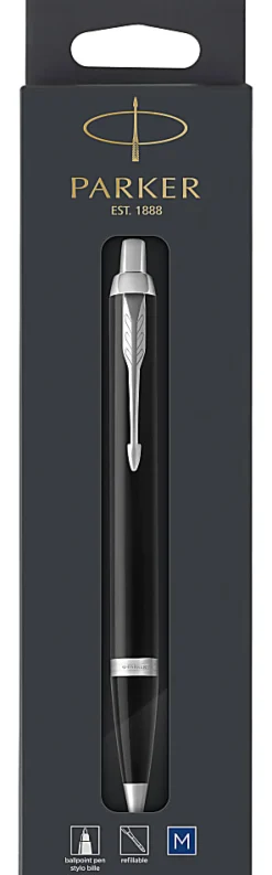 Parker® IM Ballpoint Pen, Medium Point, 1.0 mm, Black/Chrome Barrel, Blue Ink