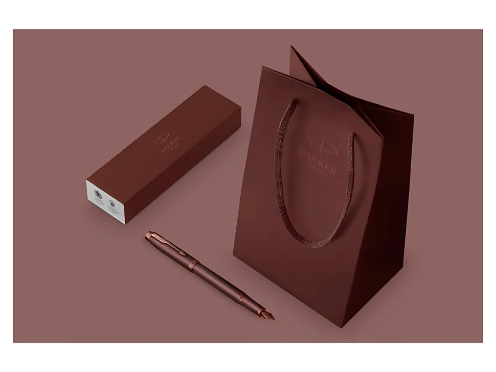 Parker IM Monochrome Fountain Pen, Burgundy Finish and Trims, Medium Point, Blue Ink, Gift Box