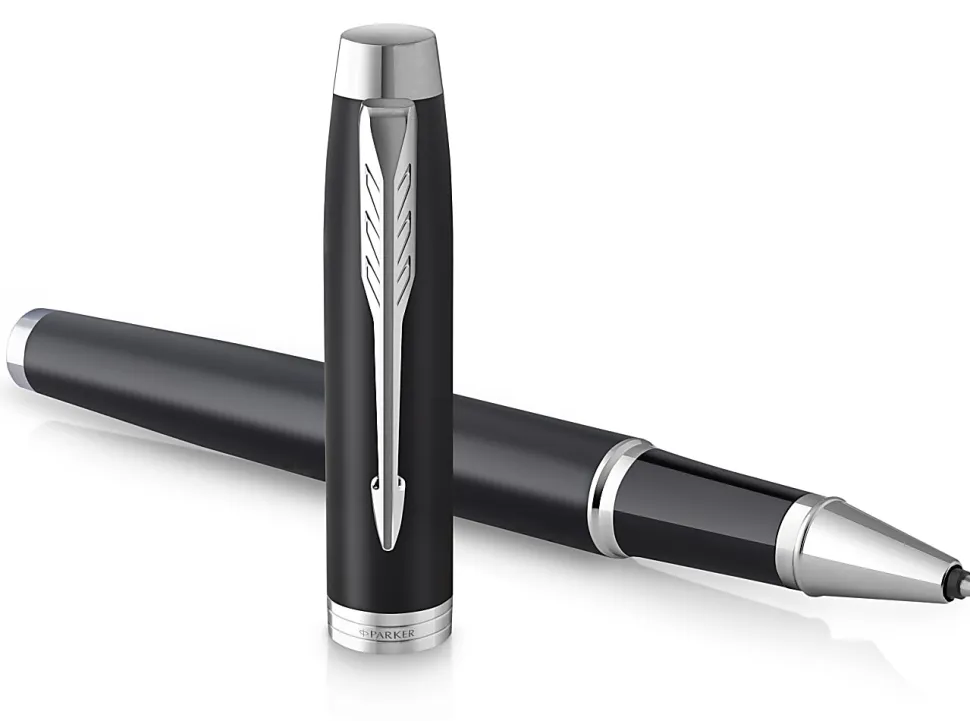Parker® IM Rollerball Pen, Fine Point, 0.5 mm, Matte Black/Chrome Barrel, Black Ink