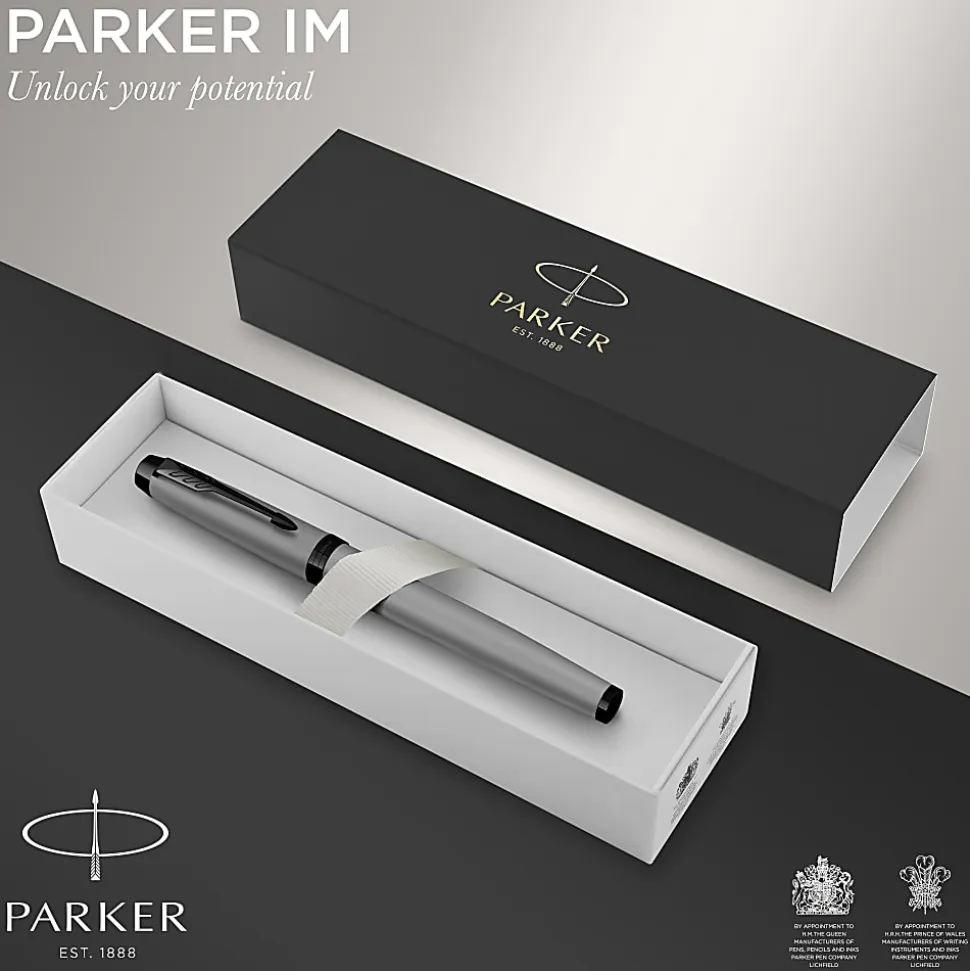 Parker® IM Rollerball Pen, Fine Point, 0.5 mm, Matte Gray Barrel, Black Ink