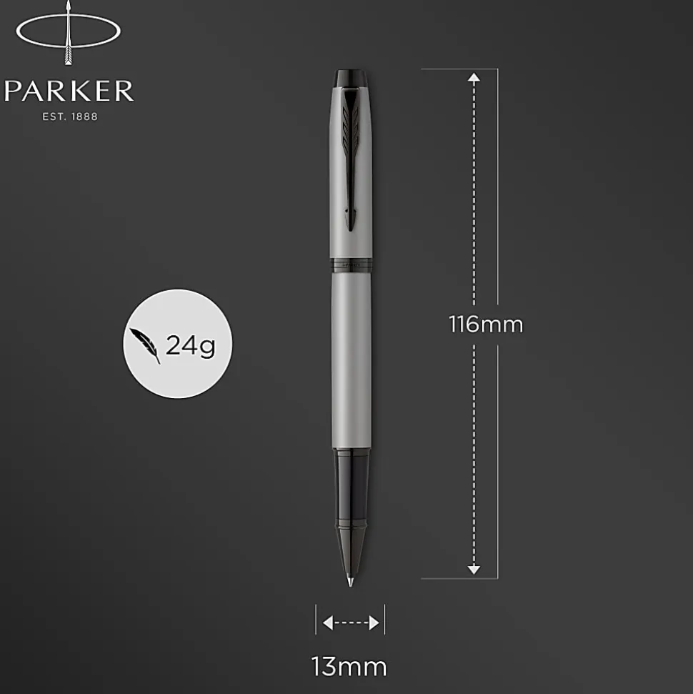 Parker® IM Rollerball Pen, Fine Point, 0.5 mm, Matte Gray Barrel, Black Ink