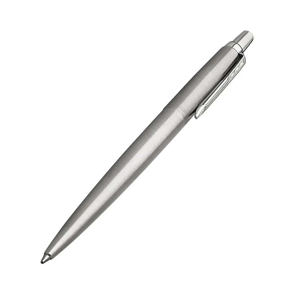 Parker® Jotter™ Ballpoint Pen, Medium Nib, 0.7 mm, Stainless Steel Barrel, Blue Ink