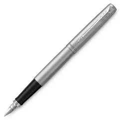 ParkerĀ® Jotter Stainless-Steel Fountain Pen, Medium Point, Silver Barrel, Blue Ink