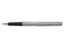 Parker® Jotter Stainless-Steel Fountain Pen, Medium Point, Silver Barrel, Blue Ink