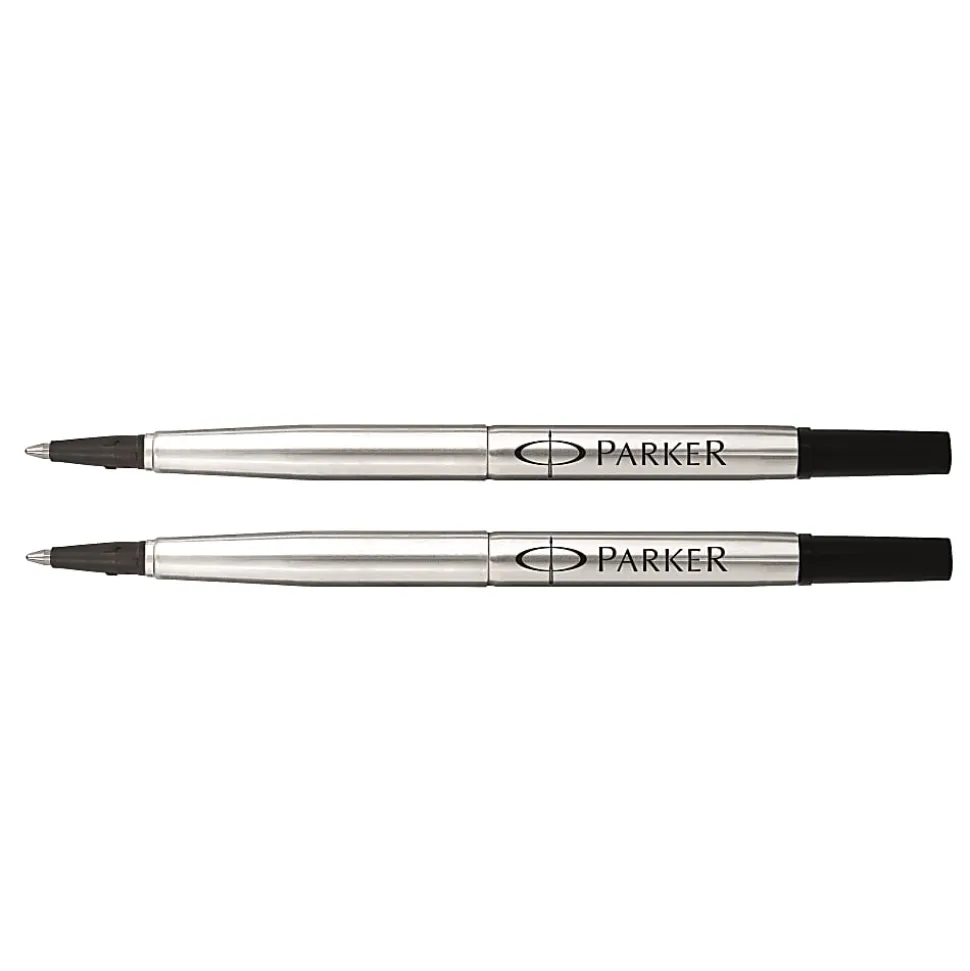 Parker® Rollerball Pen Refill, Medium Point, 0.7 mm, Black, Pack Of 2