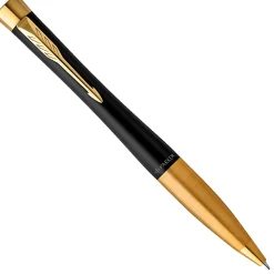 Parker® Urban Ballpoint Pen, Medium Point, 0.7 mm, Matte Black/Gold Barrel, Blue Ink