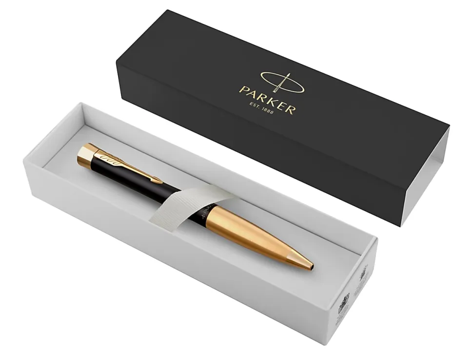 Parker® Urban Ballpoint Pen, Medium Point, 0.7 mm, Matte Black/Gold Barrel, Blue Ink