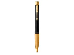 Parker® Urban Ballpoint Pen, Medium Point, 0.7 mm, Matte Black/Gold Barrel, Blue Ink