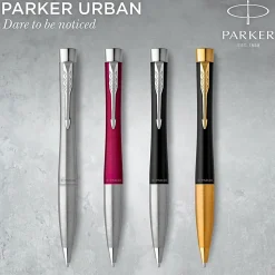 Parker® Urban Twist Ballpoint Pen, 1 mm, Medium Point, Metro Metallic With Chrome Trim, Black Ink