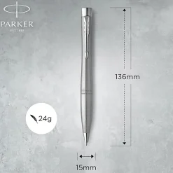 Parker® Urban Twist Ballpoint Pen, 1 mm, Medium Point, Metro Metallic With Chrome Trim, Black Ink