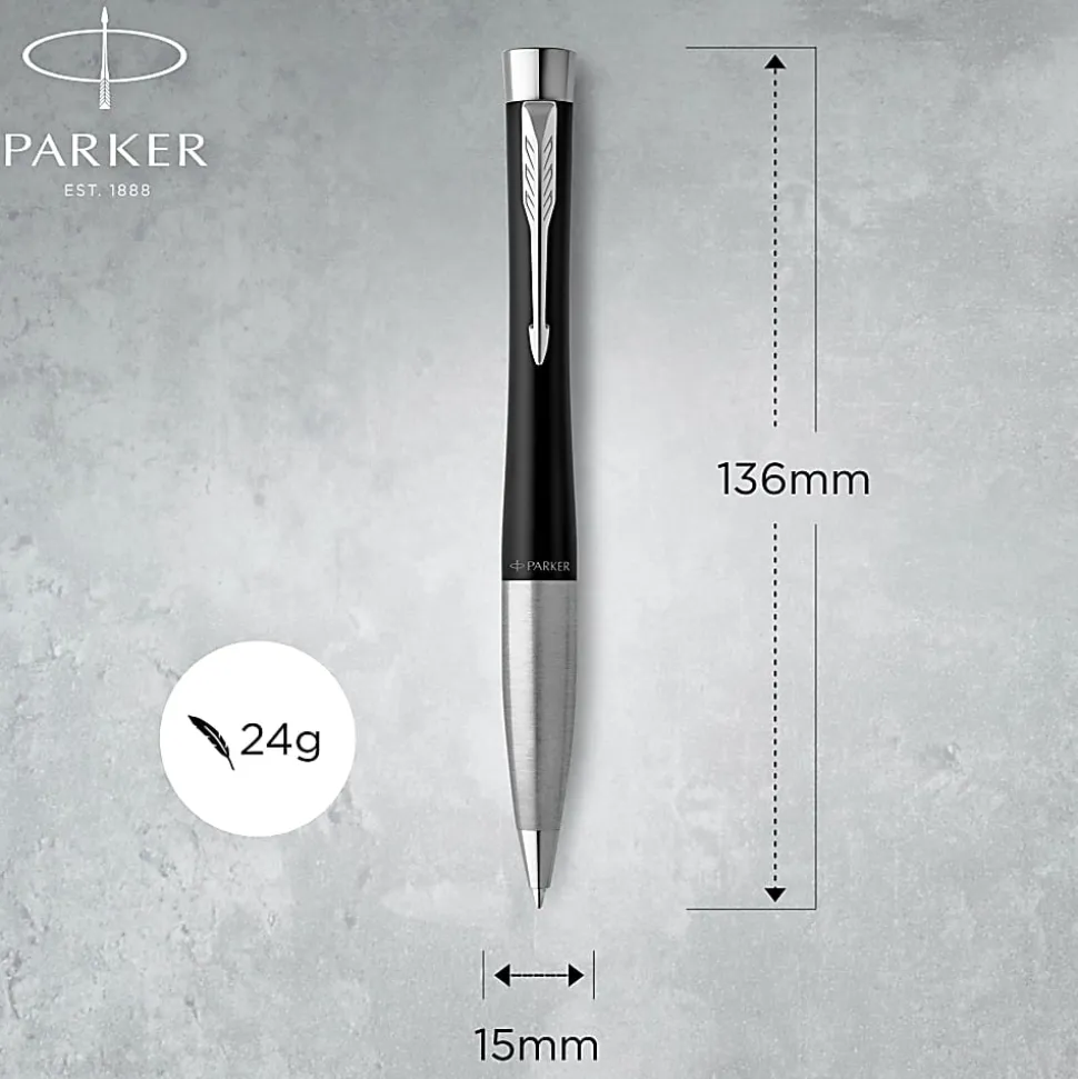 Parker® Urban Twist Ballpoint Pen, Medium Point, 1 mm, Muted Black Barrel, Black Ink