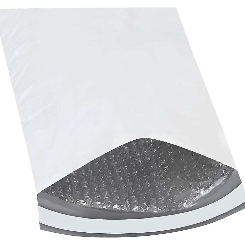Partners Brand Bubble-Lined Poly Mailers, 9 1/2" x 14 1/2", White, Box Of 100