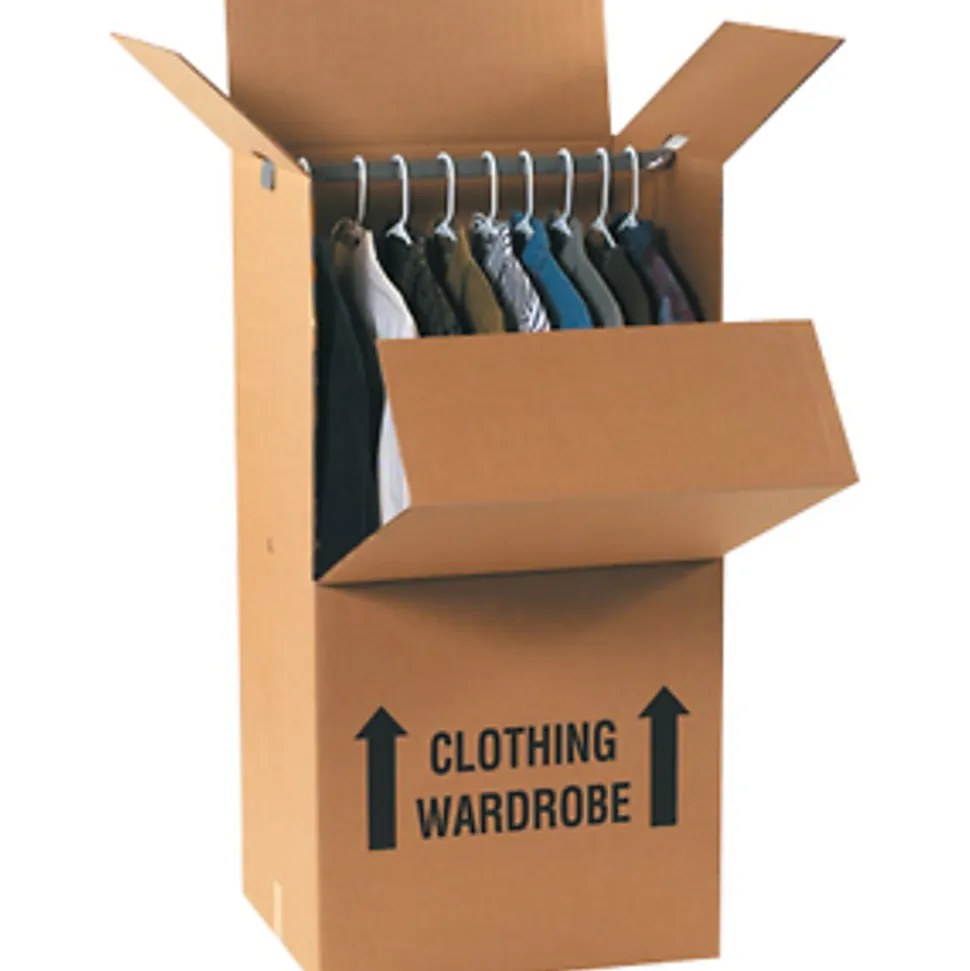 Partners Brand Corrugated Wardrobe Moving Boxes, 24" x 20" x 46", Kraft Pack Of 5