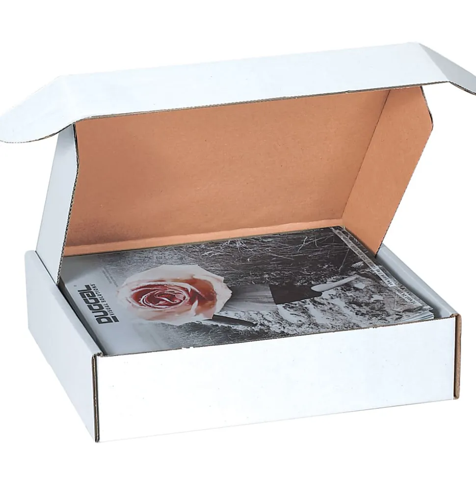 Partners Brand Deluxe Literature Mailers, 12" x 12" x 3", White, Pack Of 50