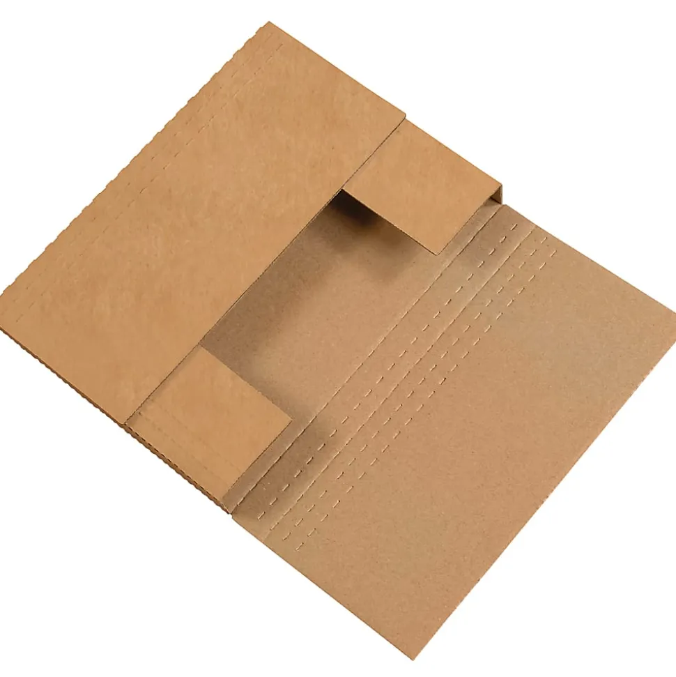 Partners Brand Easy Fold Mailers, 9 1/2" x 6 1/2" x 2", Kraft, Pack Of 50
