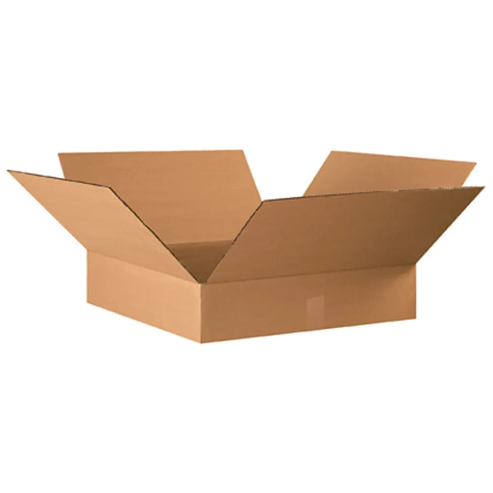 Partners Brand Flat Corrugated Boxes, 22" x 22" x 4", Kraft, Bundle of 10