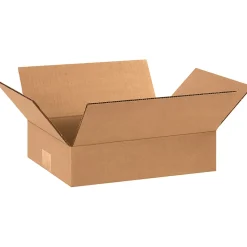 Partners Brand Flat Corrugated Boxes, 12" x 9" x 3", Kraft, Pack Of 25