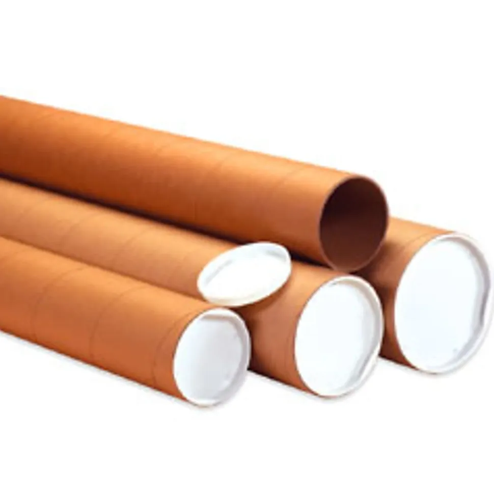 Partners Brand Heavy-Duty Kraft Mailing Tubes, 4" x 30", 80% Recycled, Kraft, Pack Of 12