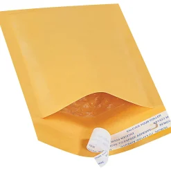 Partners Brand Kraft EZ Open Tear-Tab Bubble Mailers, #000, 4" x 8", Pack Of 25