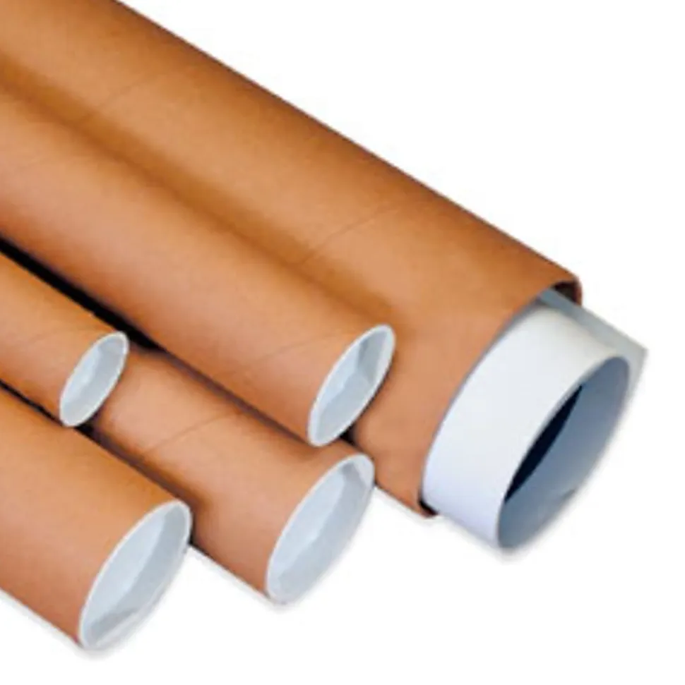 Partners Brand Kraft Mailing Tubes With Plastic Endcaps, 2" x 15", Pack Of 50