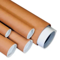 Partners Brand Kraft Mailing Tubes With Plastic Endcaps, 3" x 20", Pack Of 24