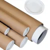 Partners Brand Kraft Mailing Tubes With Plastic Endcaps, 3" x 30", Pack Of 24