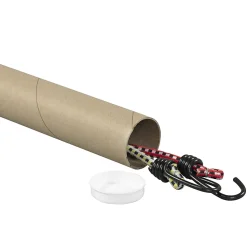 Partners Brand Kraft Mailing Tubes With Plastic Endcaps, 2 1/2