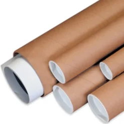 Partners Brand Kraft Mailing Tubes With Plastic Endcaps, 2 1/2