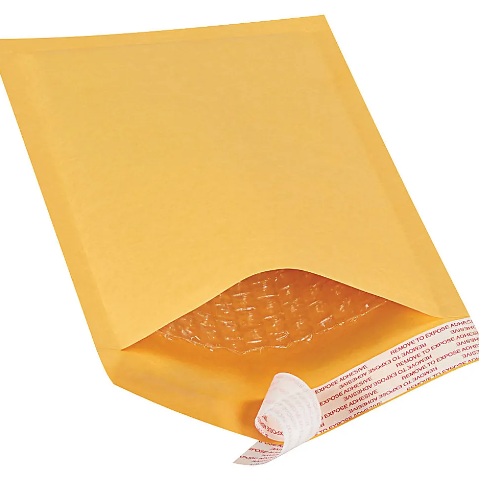 Partners Brand Kraft Self-Seal Bubble Mailers, #00, 5" x 10", Pack Of 250