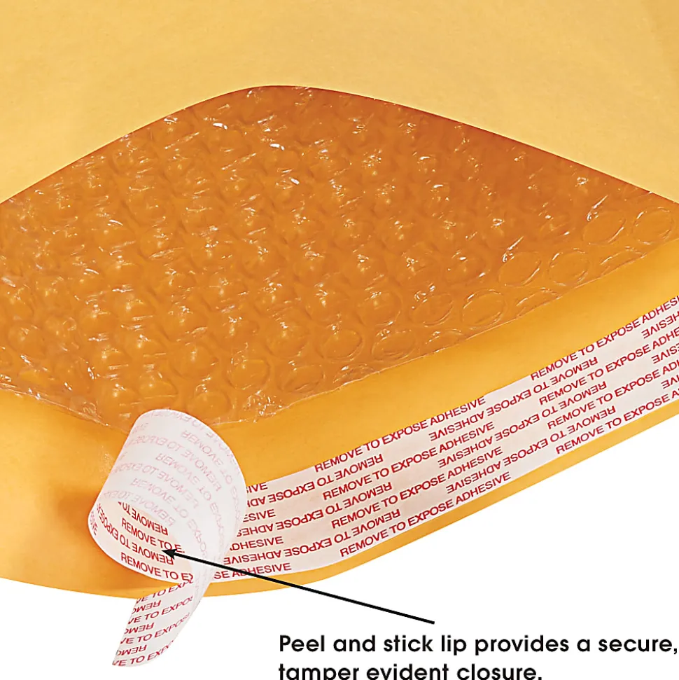 Partners Brand Kraft Self-Seal Bubble Mailers, #6, 12 1/2" x 19", Pack Of 50