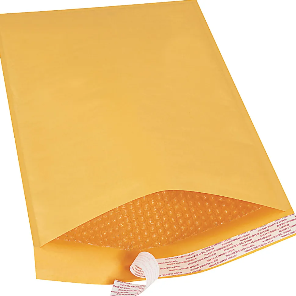 Partners Brand Kraft Self-Seal Bubble Mailers, #6, 12 1/2" x 19", Pack Of 50