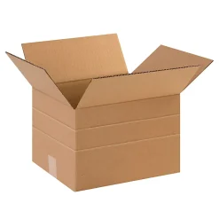 Partners Brand Multi-Depth Corrugated Boxes, 12" x 10" x 6", Kraft, Bundle Of 25 Boxes