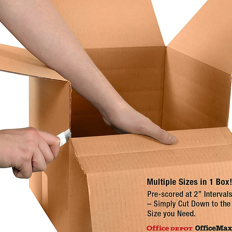 Partners Brand Multi-Depth Corrugated Boxes, 12" x 24" x 24", Kraft, Pack Of 10